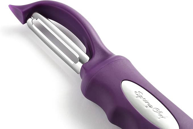 Spring Chef Swivel Vegetable Peeler w/Ergonomic Handle, Set of 2, Purple | Premium Potato Peeler w/ Ultra Sharp Stainless Steel Blades, Multifunctional Veggie Peeler for Apple, Carrot, Cucumber, Fruit - Image 8
