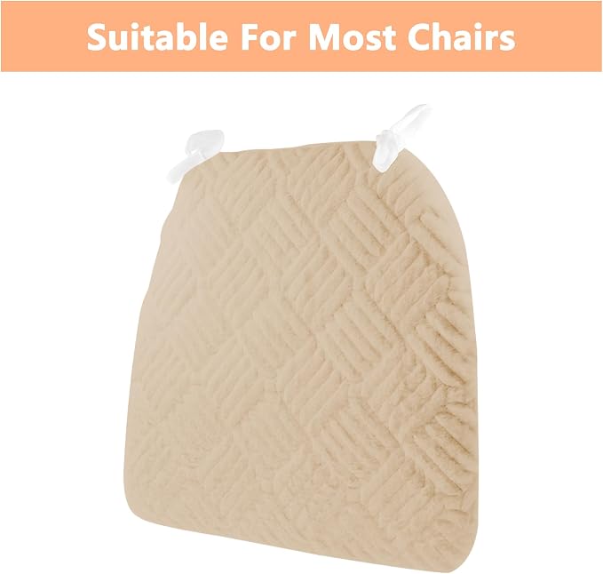 Plush Chair Cushion, Oval Chair Cushion Pad,Ultra Soft Nonslip Seat Pad,Comfortable Chair Cushion Cover,2PCS Memory Foam Chair Seat Cushion for Home Office Kitchen Dining Chairs Khaki - Image 4