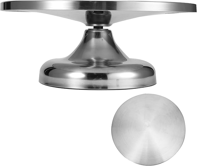 Acouto Revolving Cake Stand 304 Stainless Steel Revolving Cake Base Stand Turntable Kitchen Baking Accessory 30cm Decorating Home & KitchenKitchen & DiningDining &