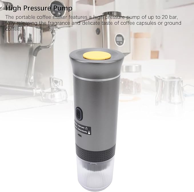 LICAEVEY Portable Capsules Coffee Maker, 72W Automatic Coffee Machine, Ground Maker for Travel Home, 120ML Cup Full Outdoor (Gray) - Image 4