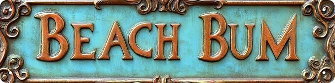 Metal Wall Decor "BEACH BUM" Funny Man Cave Decor Accessories for Home, Bar, Bathroom, Bedroom Unique Retro Tin Signs for Outdoor 4 X 16 inches by Unknown