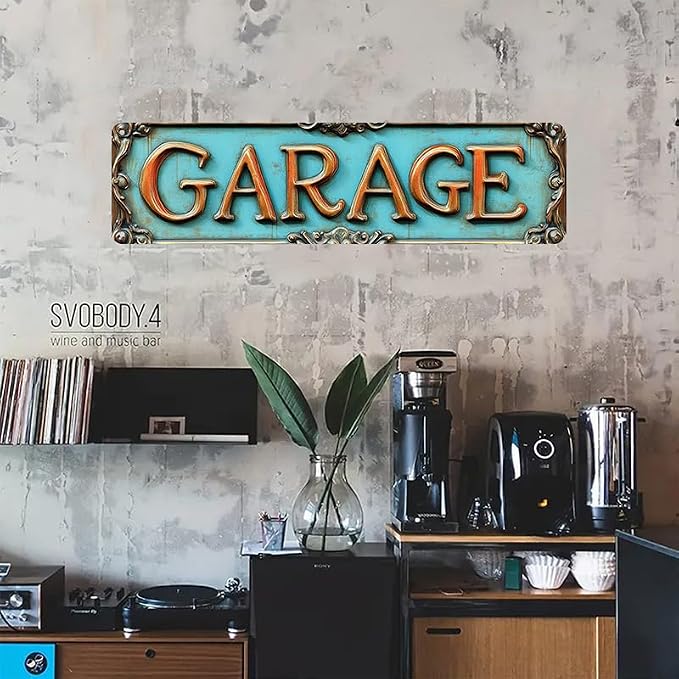 Bar Sign Bar Gifts Vintage Metal Wall Decor Sign"GARAGE" Street Sign Funny Man Cave Decor Accessories for Home, Bar, Bathroom, Bedroom Unique Retro Tin Signs for Outdoor 4 X 16 inches - Image 3