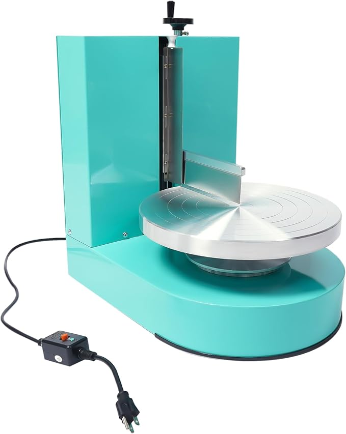 Cake Decorating Machine, 4-12 inch Cake Cream Spreading Coating Smearing Machine Cream Smooth Coating Decoration with Adjustable Spatula Turntable for Cake Shops, Dessert Shops (Green)