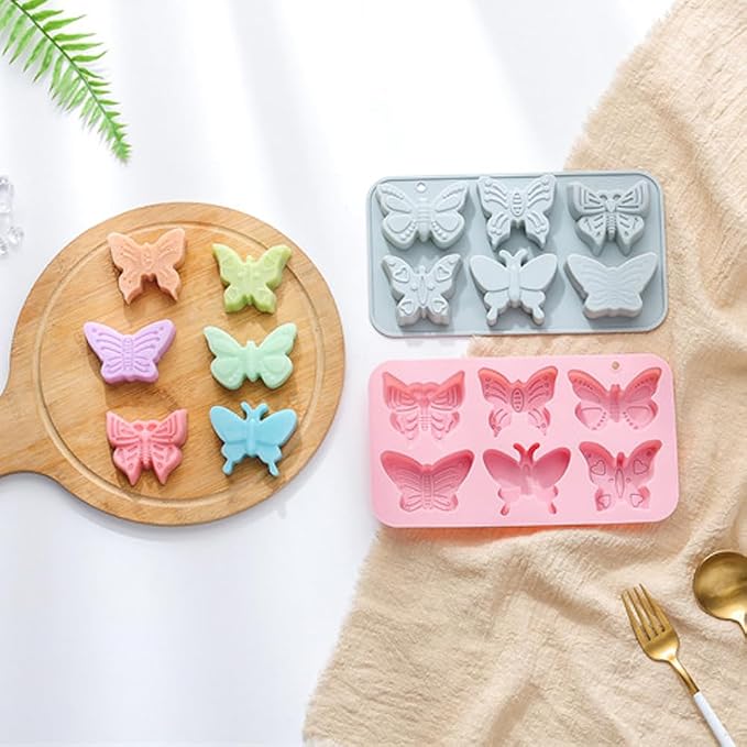 2 PACK 6 Design Butterfly Shaped Silicone Molds, 3D Butterfly Themed Baking Mould Tray DIY Baking Tool for Chocolate Cake Dessert Candy Mousse Pastry Candy Polymer - Image 3