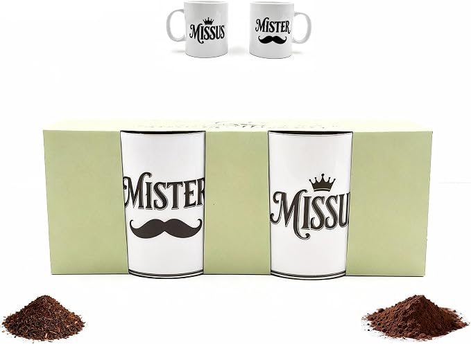 Porcelain Engagement Gifts For Couples, 11OZ Mister and Missus Mug Set of 2,Wedding Gifts for Couple, Bride and Groom Newlywed Bridal Shower, His Hers, Mr and Mrs, Christmas Day, Valentines - Image 2