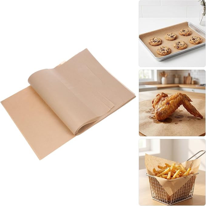150pcs Greaseproof Parchment Paper Non Stick Baking Sheet 13.8x9.8 Inch Rectangle Paper Liner for Air Fryer Baking Fish Sticks Bread with Splatter Protection - Image 7