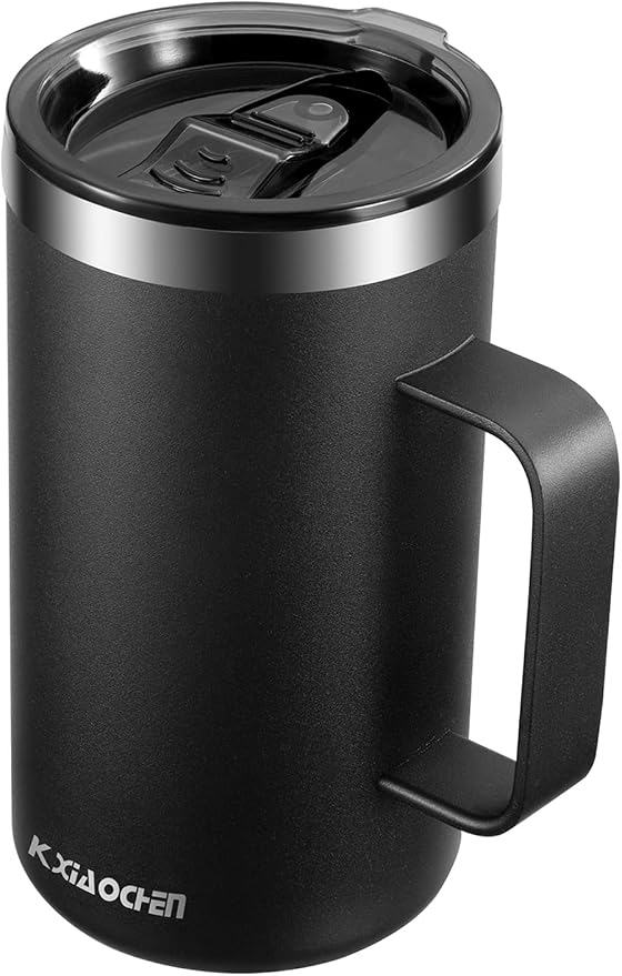 KXIAOCHEN 20 oz Insulated Coffee Mug, Coffee Cup with Lid and Wide Handle | 18/8 stainless steel, 6+ hours hot or 12+ hours cold, wide mouth, no-sweat exterior, for office, work, home and camping by KXIAOCHEN
