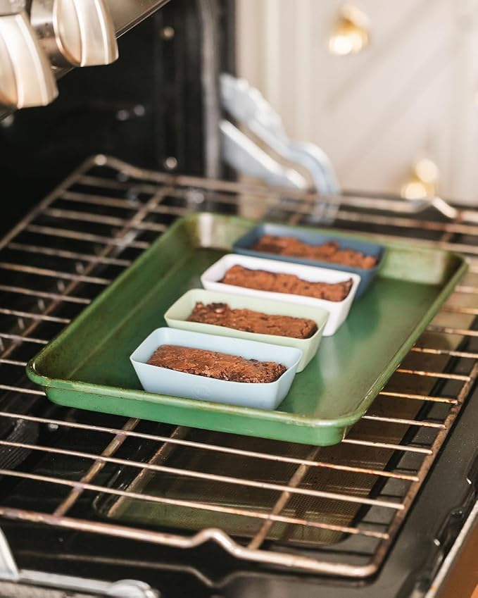 Silicone Individual Mini Loaf Pans - Reusable, Non-Toxic, BPA Free, Dishwasher Safe, Bento Box Accessories (12 Pack, Navy, White, Blue, Green) - Image 4