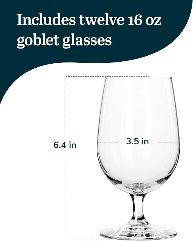 Libbey 7513 Vina Goblet Glasses, 16-ounce, Set of 12 - Image 3