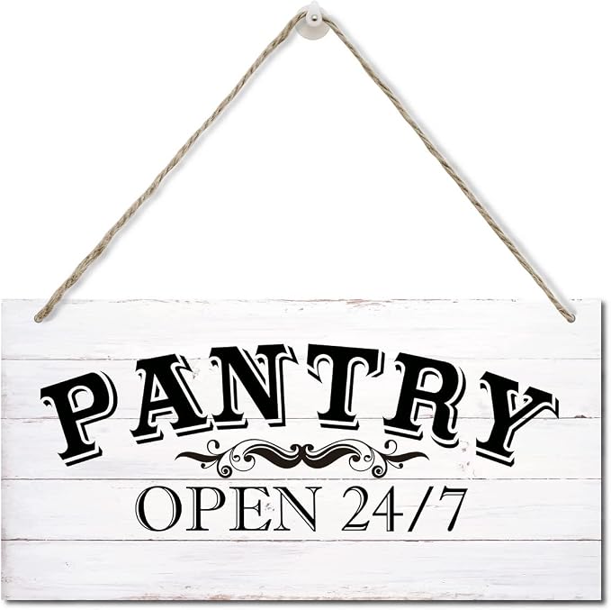 Farmhouse Themed Wood Sign - Pantry Room Decor, Vintage Wall Art with Quotes, Size 12" x 6" by Razpah