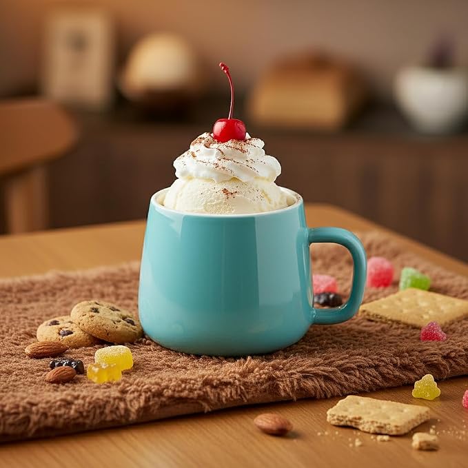 Teocera Coffee Mugs Set of 6-12oz Chip-Resistant Ceramic Cups with Ergonomic Handle | Dishwasher & Microwave Safe Turquoise Mugs | Keeps Beverage Hot, Perfect for Family Kitchen & Holiday Gifts - Image 4