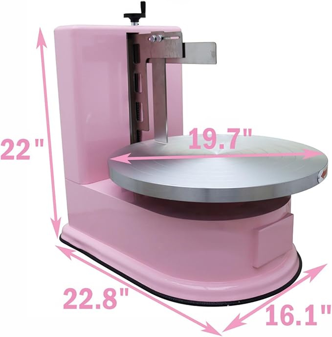 110V Electric Cake Decorator, 4-16 Inch Cake Buttercream Spreader, Professional Cake Frosting Machine with 304 Stainless Steel Spatula, Electronic Buttons, Pink