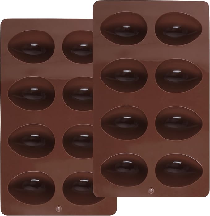 2 Pack Silicone Egg Molds 8 Cavity Easter Silicone Candy Mold 3D Egg-Shaped Silicone Baking Mold for Chocolate, Jello, Mini Cakes, DIY Desserts, Candy, Ice, Pudding, Baking (2, Dark Brown) by Unknown