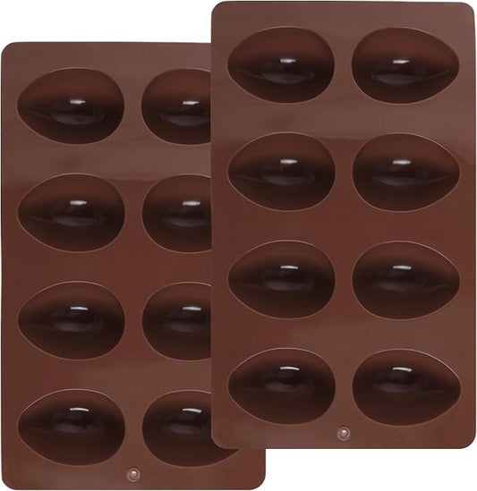 2 Pack Silicone Egg Molds 8 Cavity Easter Silicone Candy Mold 3D Egg-Shaped Silicone Baking Mold for Chocolate, Jello, Mini Cakes, DIY Desserts, Candy, Ice, Pudding, Baking (2, Dark Brown) by Unknown