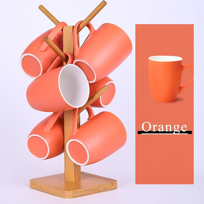 Coffee Mugs Set of 6, 12oz Ceramic Coffee Mugs with Handle, Matte Porcelain Orange Coffee Mug for Latte, Tea, Cocoa, Cappuccino, Cups for Women Men for Home Restaurant Mug (Orange) - Image 6