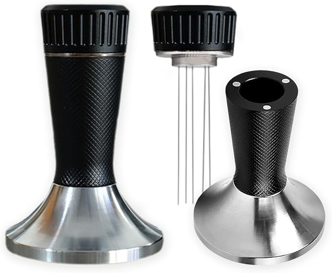 2 in 1 with Espresso Tamper, Magnetic Set 53mm Espresso Coffee Tamper for 54mm Portafilter Basket,Coffee Distributor Tamper for Espresso Machine Accessories,Handle Press Tool (Black)