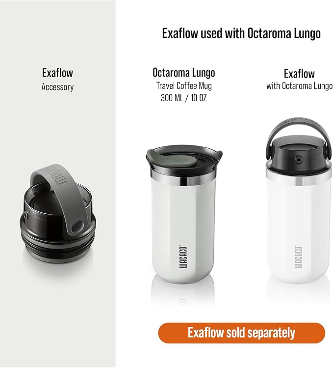 WACACO Octaroma Lungo Vacuum Insulated Coffee Mug, Double-wall Stainless Steel Travel Tumbler With Drinking Lid, 10 fl oz(300ml), Ceramic White - Image 6