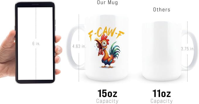F-Caw-F Coffee Mug, Fun Coffee Mugs, Funny Cups, Fcawf, F Caw F, Funny Cups for Adults, 15 oz Ceramic Fcawf Chicken, Hidden Message, Adult Humor Gag Gift, White Elephant Gift - Image 3