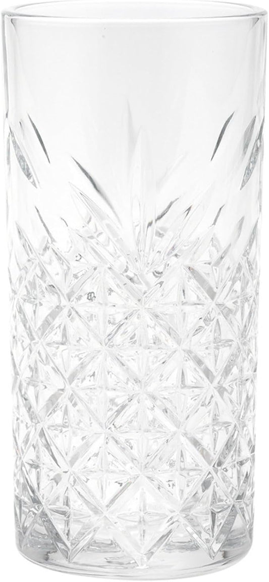 Restaurantware-Timeless 10 Ounce Highball Glasses, Set of 12 Etched Drinking Glasses - Dishwasher-Safe, Chip-Resistant, Clear Glass Water Glass, Lead-Free, For Juices Or Cocktails by Restaurantware