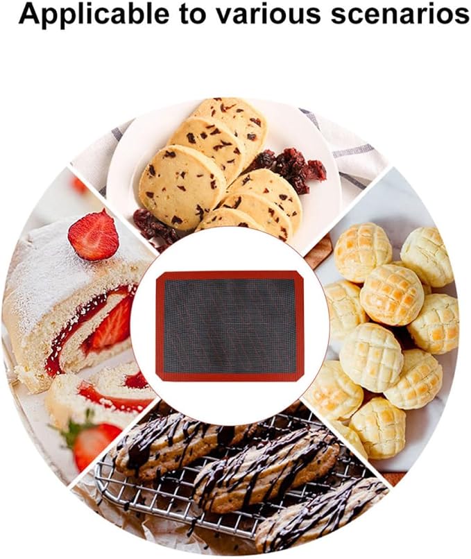 VICASKY Baking Mat Non-stick Pad Heat Resistant Silicone and Glass Fiber Oven Pad Bakeware Liner for Pastry and Bread Baking in Kitchen - Image 3