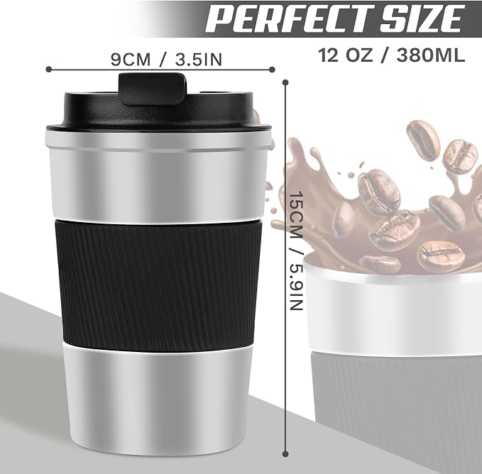 Vacuum Insulated Stainless Steel Travel Coffee Mug,Leak Proof Cup with Lid | 304 stainless steel mug with vacuum insulation, leak proof lid, silicone grip and car cup holder friendly design - Image 4