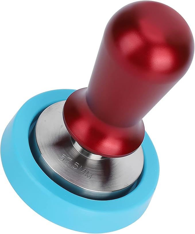 57.5mm less Steel Coffee Tamper, Flat Base Coffee Powder Press Tool with, Heavy Duty Red Tamper for,