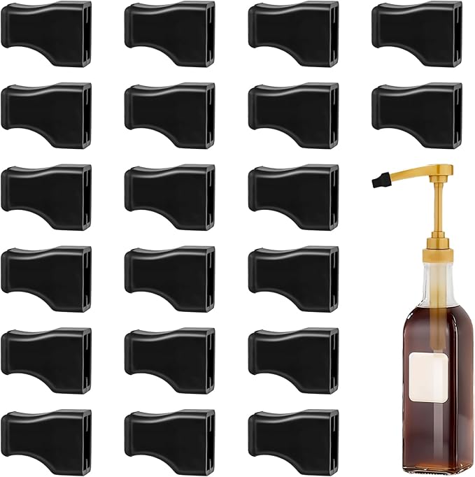 SHENLIU 20Pcs Syrup Pump Caps, Coffee Syrup Pump Covers, Syrups Pumps Covers Black Rubber Caps Portable, Coffee Syrups Dispenser Bottle Pumps For Flavored Fit Pour Dispenser, Oil Liquor Bottle