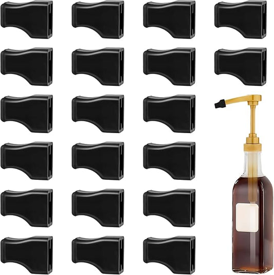 SHENLIU 20Pcs Syrup Pump Caps, Coffee Syrup Pump Covers, Syrups Pumps Covers Black Rubber Caps Portable, Coffee Syrups Dispenser Bottle Pumps For Flavored Fit Pour Dispenser, Oil Liquor Bottle