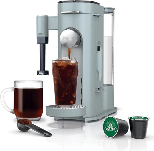 Ninja Pods & Grounds Coffee Maker, K-Cup Compatible, Glacier Blue, PB051GB | Built-In Milk Frother, 6-oz. Cup to 24-oz. Travel Mug Sizes, Iced Coffee Maker by Unknown