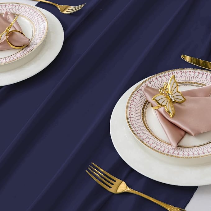 MDS Pack of 12 | Navy Blue | 10ft Chiffon Table Runner 29x120 Inches Long Romantic Rustic Sheer Gauze Runner for Wedding Bridal Shower Birthday Banquets Engagement Spring Easter Boho Decorations - Image 4