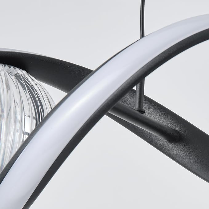 ORANOOR Modern LED Pendant Lights, Dimmable 39in Spiral Wave LED Chandelier | Linear Swivel Black Dining Room Hanging Lighting Fixtures, Kitchen Island Pendant Light Chandelier for Dining Table (2340lm) - Image 7
