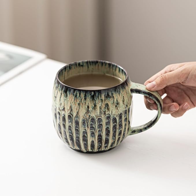 Large Ceramic Coffee Mug - 20oz Big Tea Cup, Flowing Green | Large Tea Mug, Microwave Safe, Dishwasher Safe - Image 4
