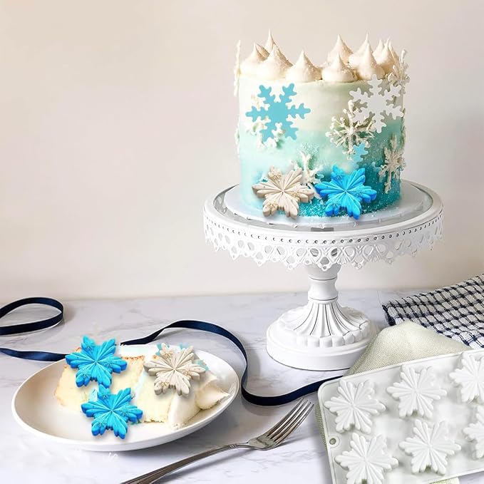 2 Pcs Snowflakes Silicone Chocolate Molds for Christmas Baking 3D Cake Pans Cookie Tray Candy Snowflake Ice Cube Molds for DIY Christmas Party Candle Bath Bomb Soaps Molds Decoration