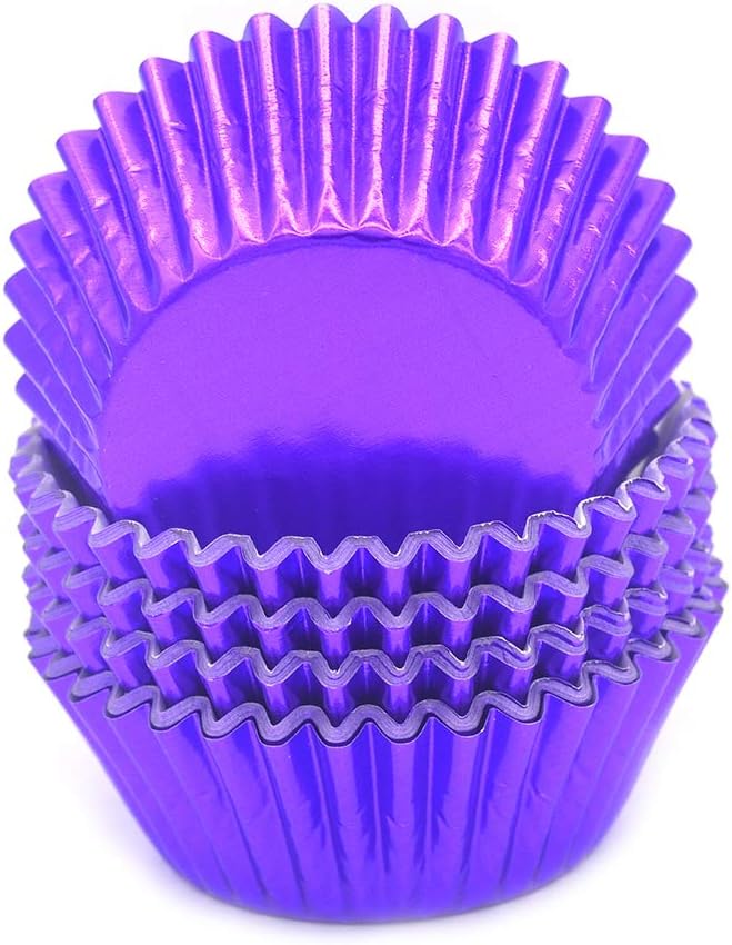 Standard Purple Foil Cupcake Liners Muffin Baking Cups for Party and More, 100-Count by Mombake