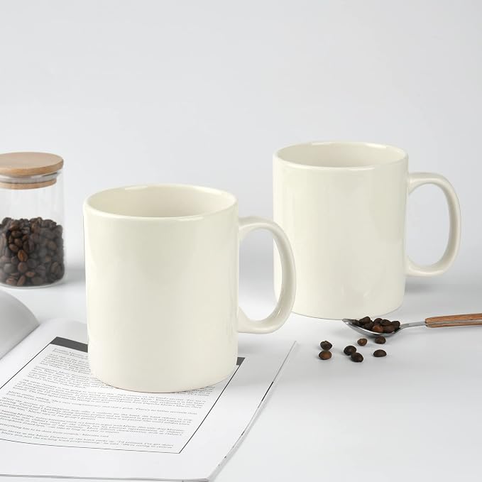 BYCNZB 30oz Super Large Ceramic Coffee Mugs Large Handles Set of 2 (Cream) - Image 3