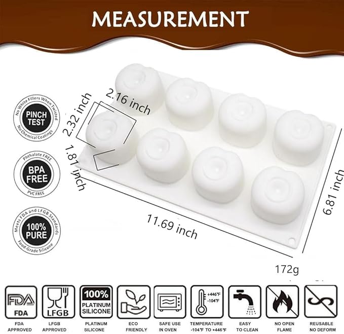 3D Cherry Silicone Molds for Baking Mousse Cake,Brownie, French Dessert Mold for Pastry Cake Decoration(12-Cavity)