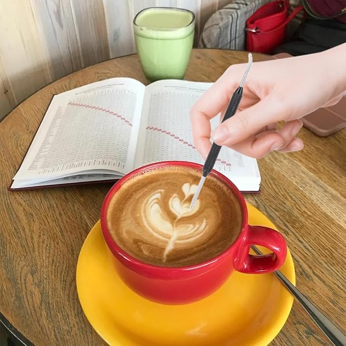 Joyzan Coffee Latte Art Pen, Stainless Steel Spice Cappuccino Pull Needle Decorating Tool Fancy Stitch Barista Precision Carving DIY Kitchen Gadget Espresso Machine Supply Home Cafe Brewing Settings