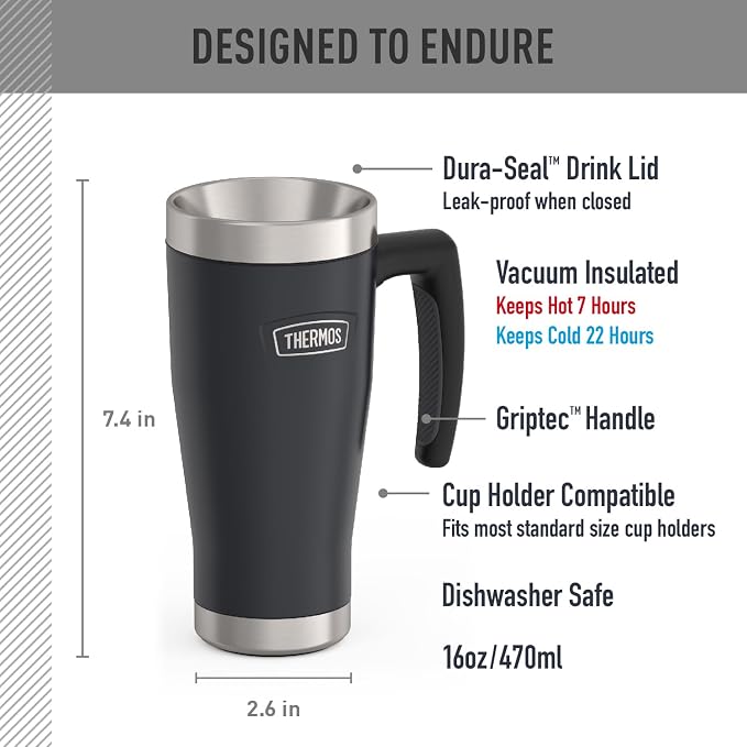 THERMOS ICON SERIES, Stainless Steel Mug, Granite, 16 oz - Image 2