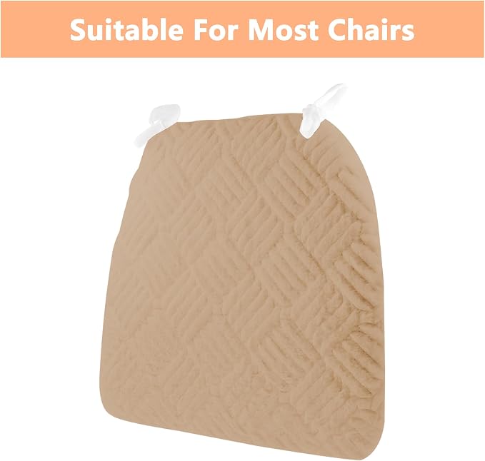 Plush Chair Cushion, Oval Chair Cushion Pad,Ultra Soft Nonslip Seat Pad,Comfortable Chair Cushion Cover,2PCS Memory Foam Chair Seat Cushion for Home Office Kitchen Dining Chairs Coffee - Image 4