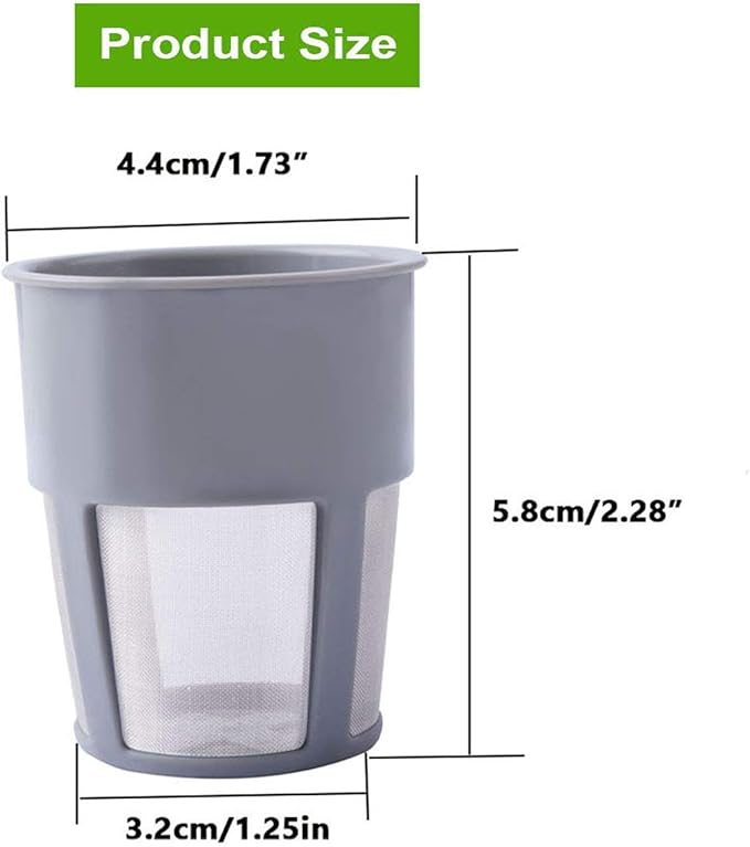 Podoy K400 Reusable Coffee Filter Inner Compatible with Keurigg My K Cup 2.0 K250 K300/350/375 /450/475 Grey Universal Reusable Filter with Coffee Spoon