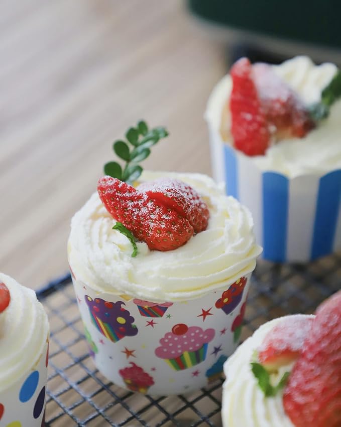 100-Pack Disposable Wrappers Large Paper Cake Baking Cup Cupcake Muffin Cases Birthday Party Decoration - Image 2