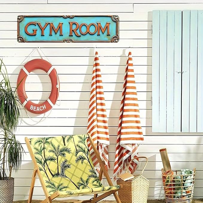 Kexle Vintage Metal Wall Decor Sign 'GYM ROOM' - 4 x 16 inches, Tin, Retro Style, Bar Sign, Funny Man Cave Decor - Image 2