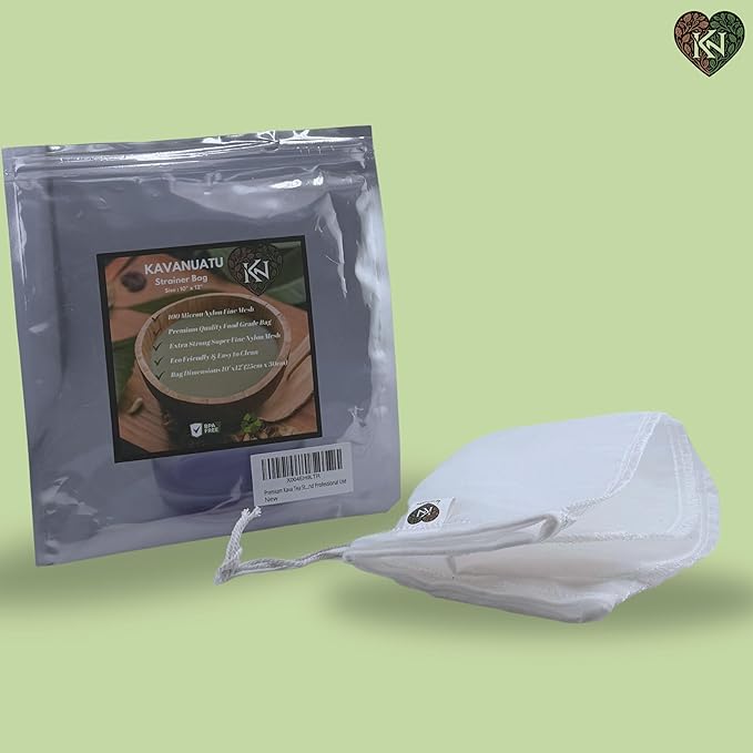 Cheesecloth 100 Micron Nylon Mesh Bag with Drawstring, Reusable & Washable Fine Mesh Filter for Kava, Nut Milk & Cold Brew Coffee | 230°F Temperature Resistant, BPA-Free Material, (10" x 12)