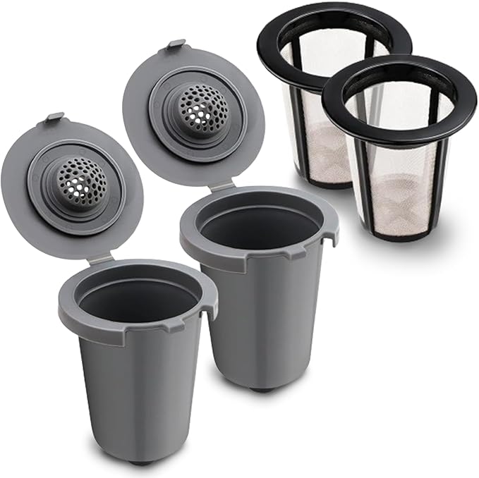 Reusable Filter Cup for Cuisinart，Compatible with SS-RFC Single Serve Brewer Coffe Maker (2 Pack with 2 Mesh Filters)