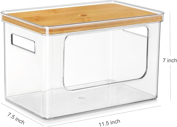Hudgan Stackable Storage with Bamboo Top for Laundry Room Organization, Extra Large Trash Bag/Garbage Bag Dispenser, Under Sink Organizer, Pantry Organizers - Image 6
