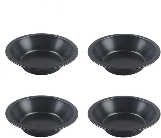 4-Pack 5 Inch Carbon Steel Tart Pans | 4-pack, 5-inch, Carbon steel, Nonstick, Round tart/pie, Even heating, Quiche/fruit pie/cake, Oil brush included by Unknown