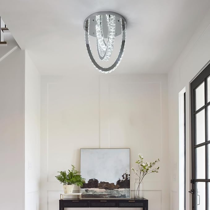 Modern Crystal Ceiling Light Chandelier, Flush Mount Lighting Fixture Pendant Ceiling Lamp Light for Living Room Bedroom Dining Room Hallway - Image 10