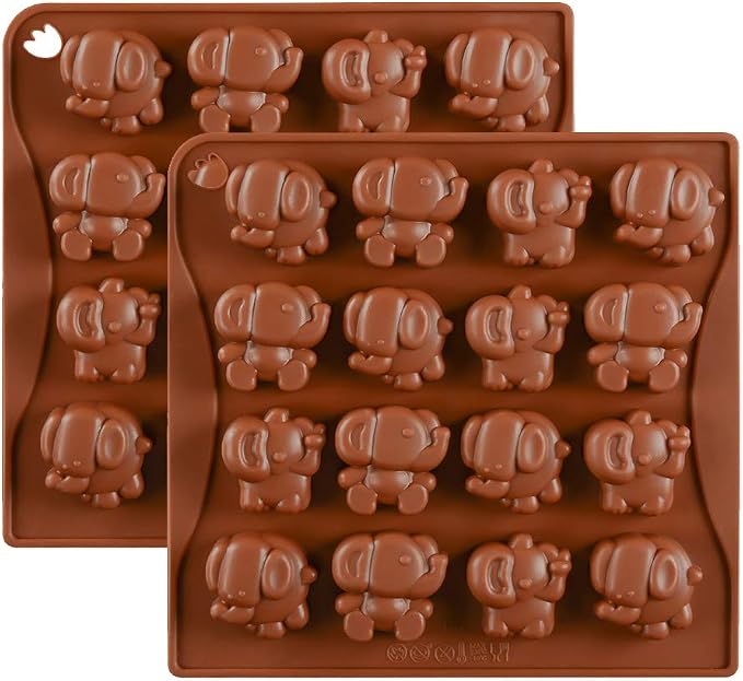 2 Pack Elephant Chocolate Candy Molds, Elephant Silicone Keto Fat Bombs Molds Mini Soap Crayon Melt Resin Mould Ice Cube Tray Baby Shower Party Favors Supplies by HiParty