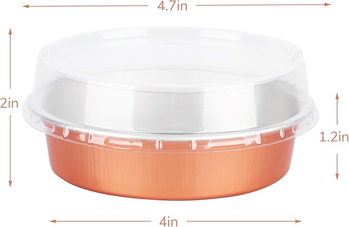 Beasea Mini Tart Pans, 8 Oz 50 Pack Disposable Pie Tins with Lids, 4 Inch Rose Gold Aluminum Pie Pan Cartoon Tin Tart Pans Round Oven Baking Mini Cake Pan for Pie Tart Quiche - Image 2