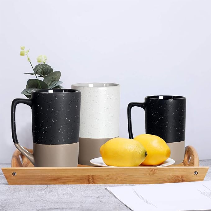 16 OZ Tall Coffee Mugs with Speckled, Large Diner Blcak Cups with Handle, Bulk Ceramic Cup for Porcelain Cup or Mug Lovers DIY Gifts, Safe for Dishwasher, Microwave, Set of 2 - Image 6